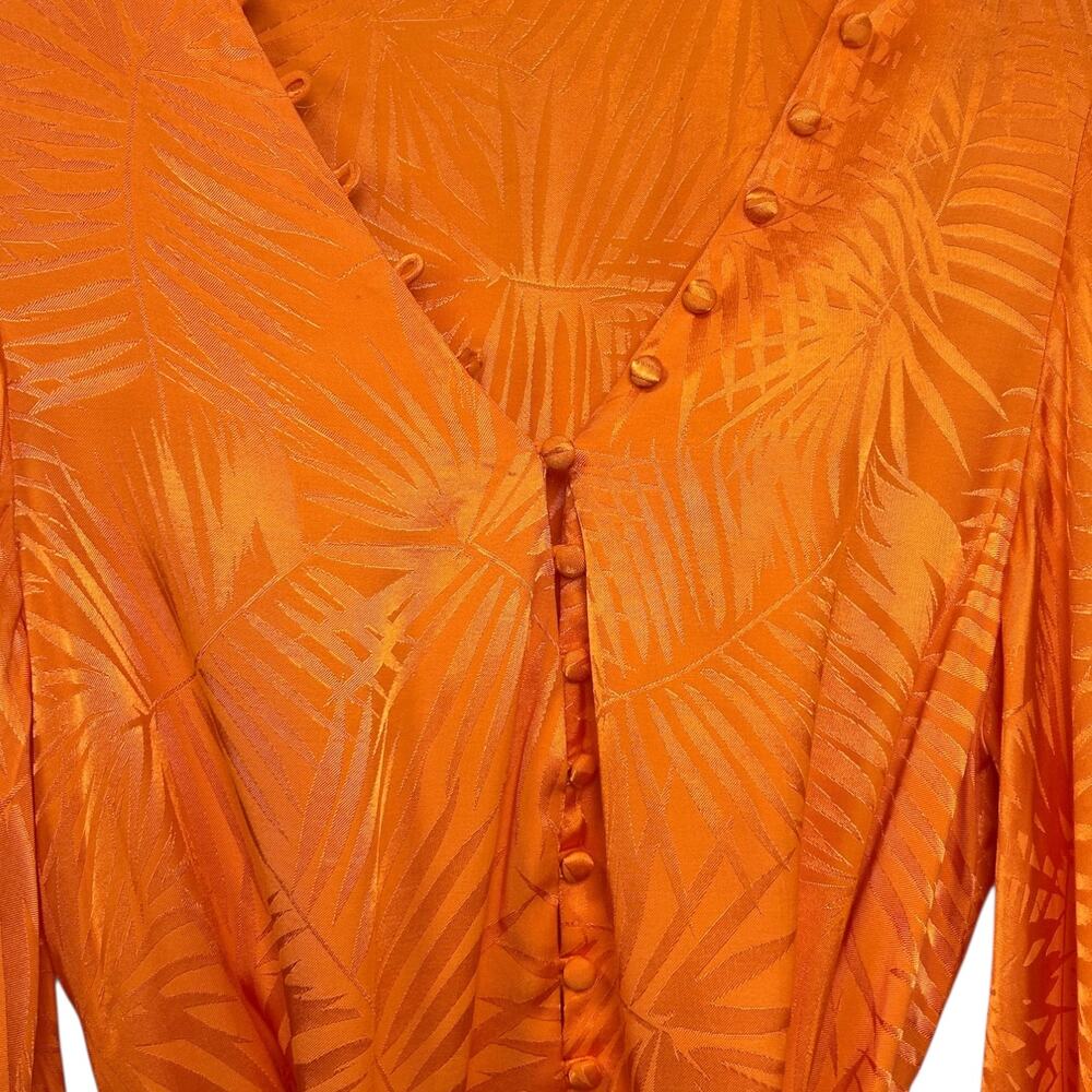 Rat & Boa, 'Harlequin' Mini Dress, Long Sleeve, Palm Jacquard, Orange XX-Small - Picture 8 of 11
